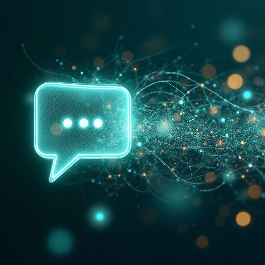 Abstract art showing AI connecting Slack chat to complex data.