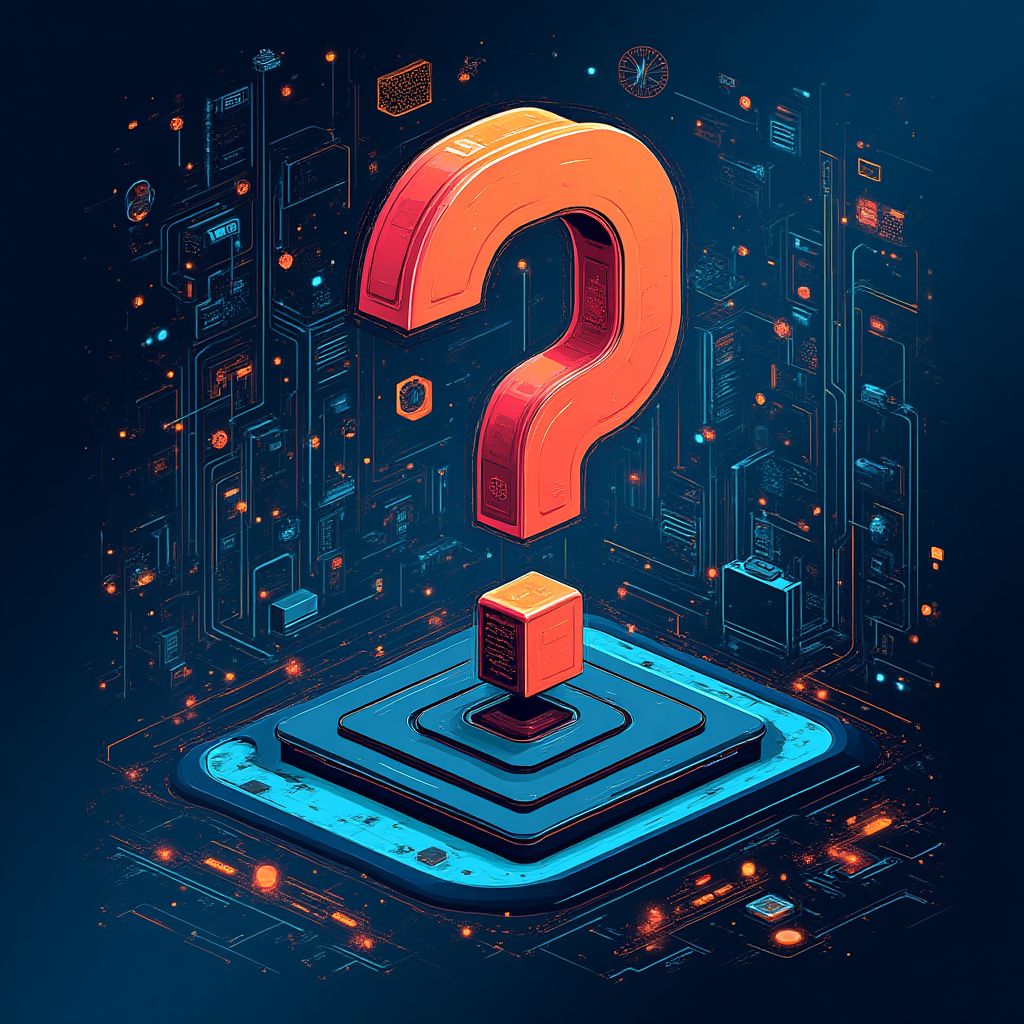Abstract illustration of an AI RAG system processing a question to generate insights.